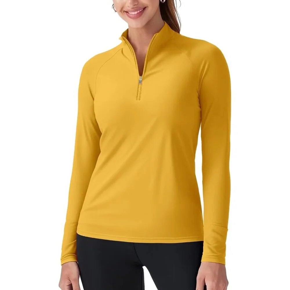 Women's Athletic Quarter-Zip Pullover Slim Fit Mock Neck Quick-Dry Yoga - Picture 1 of 6